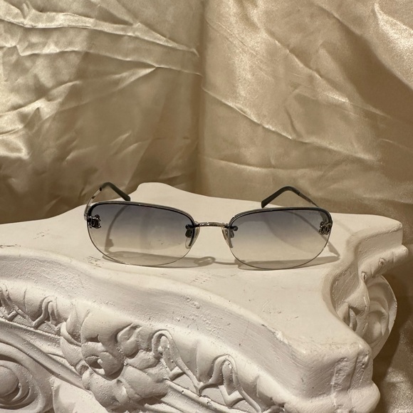 Chanel 4099 Rimless CC Vintage Y2K Sunglasses in Grey Blue Hue - Picture 3 of 16